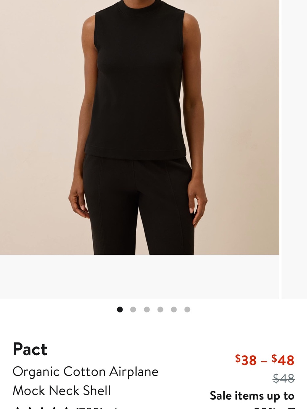 Pact Black Organic Cotton Airplane Mock Neck Shell Women’s Medium